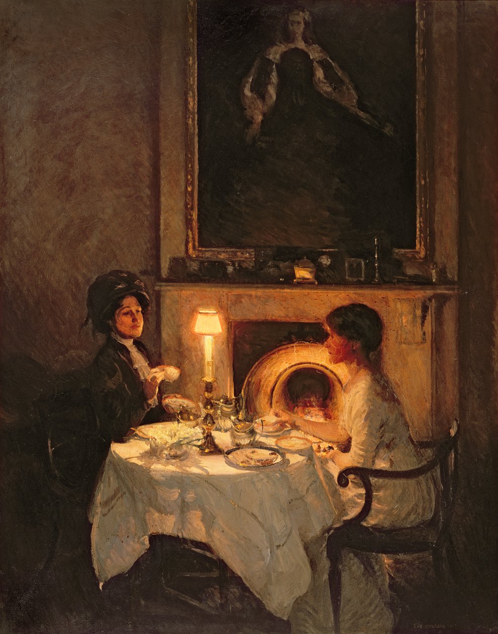 Hívó, gyertyafény és tea (olaj, vászon) alkotó: Thomas Cantrell Dugdale