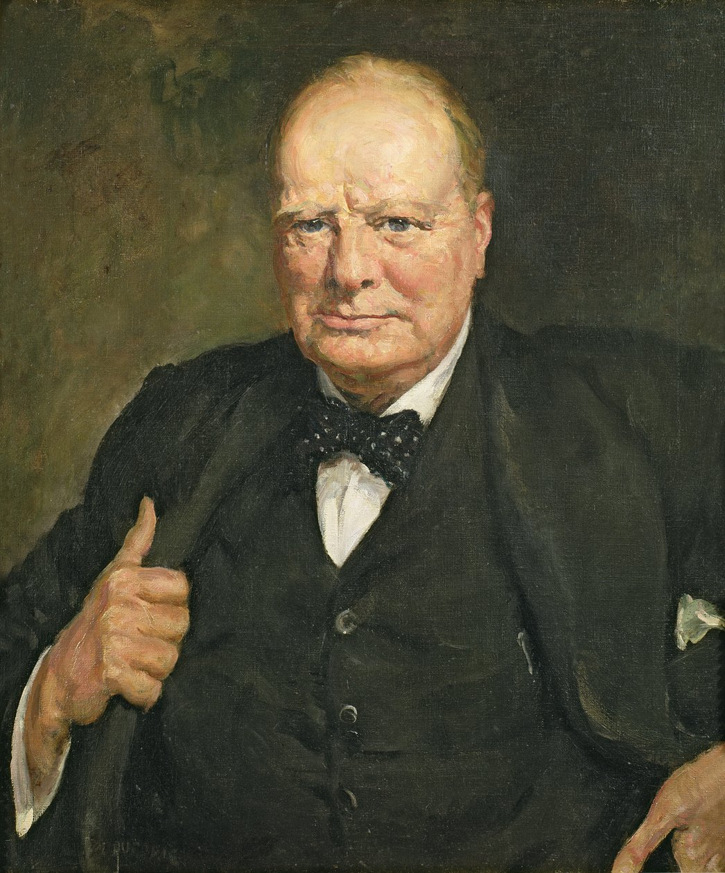Sir Winston Churchill (1874-1965) portréja (olaj, vászon) alkotó: Thomas Cantrell Dugdale