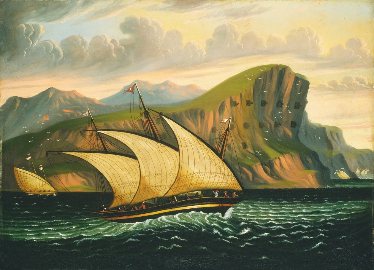Felucca Gibraltár mellett, 19. század közepe. alkotó: Thomas Chambers