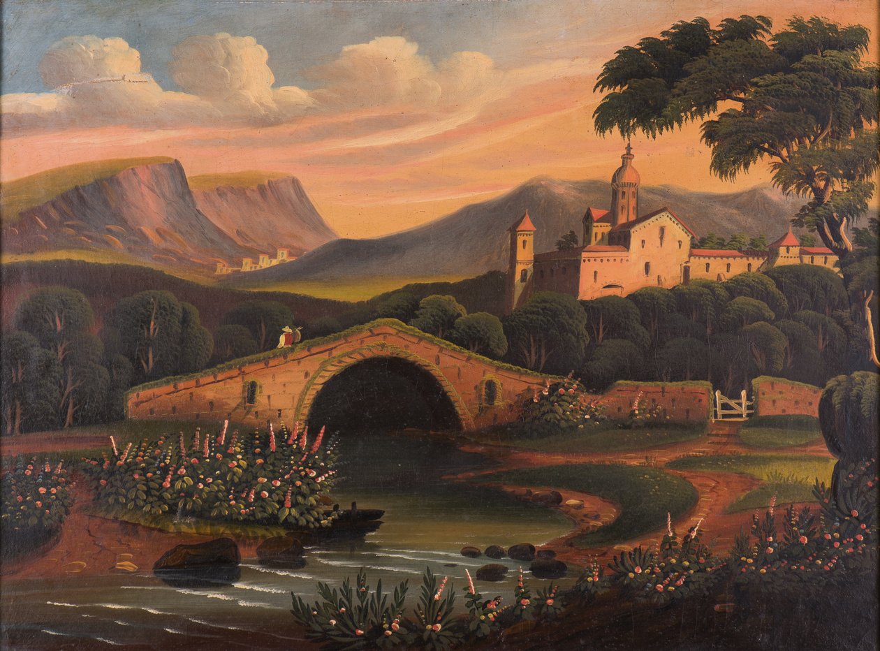 Olasz jelenet híddal, 1840-1860 alkotó: Thomas Chambers