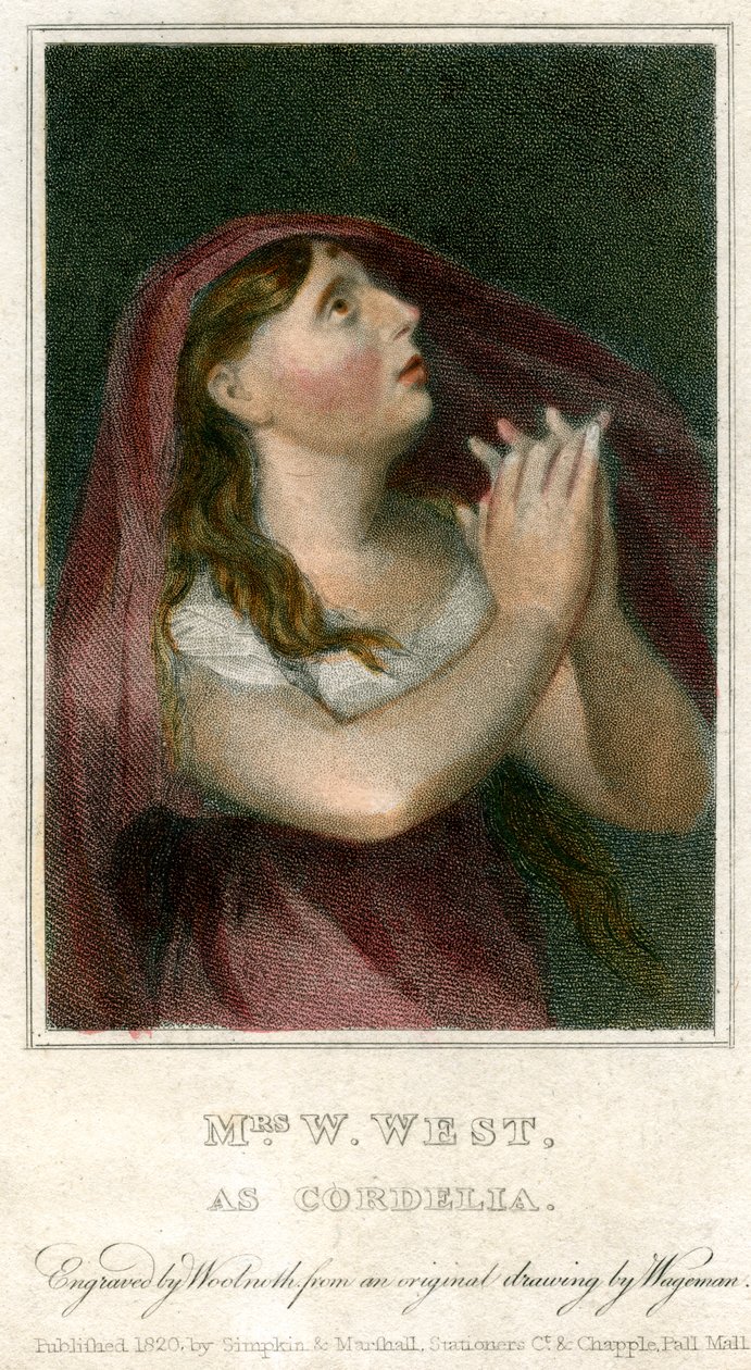 Mrs W West mint Cordelia, 1820. alkotó: Thomas Charles Wageman