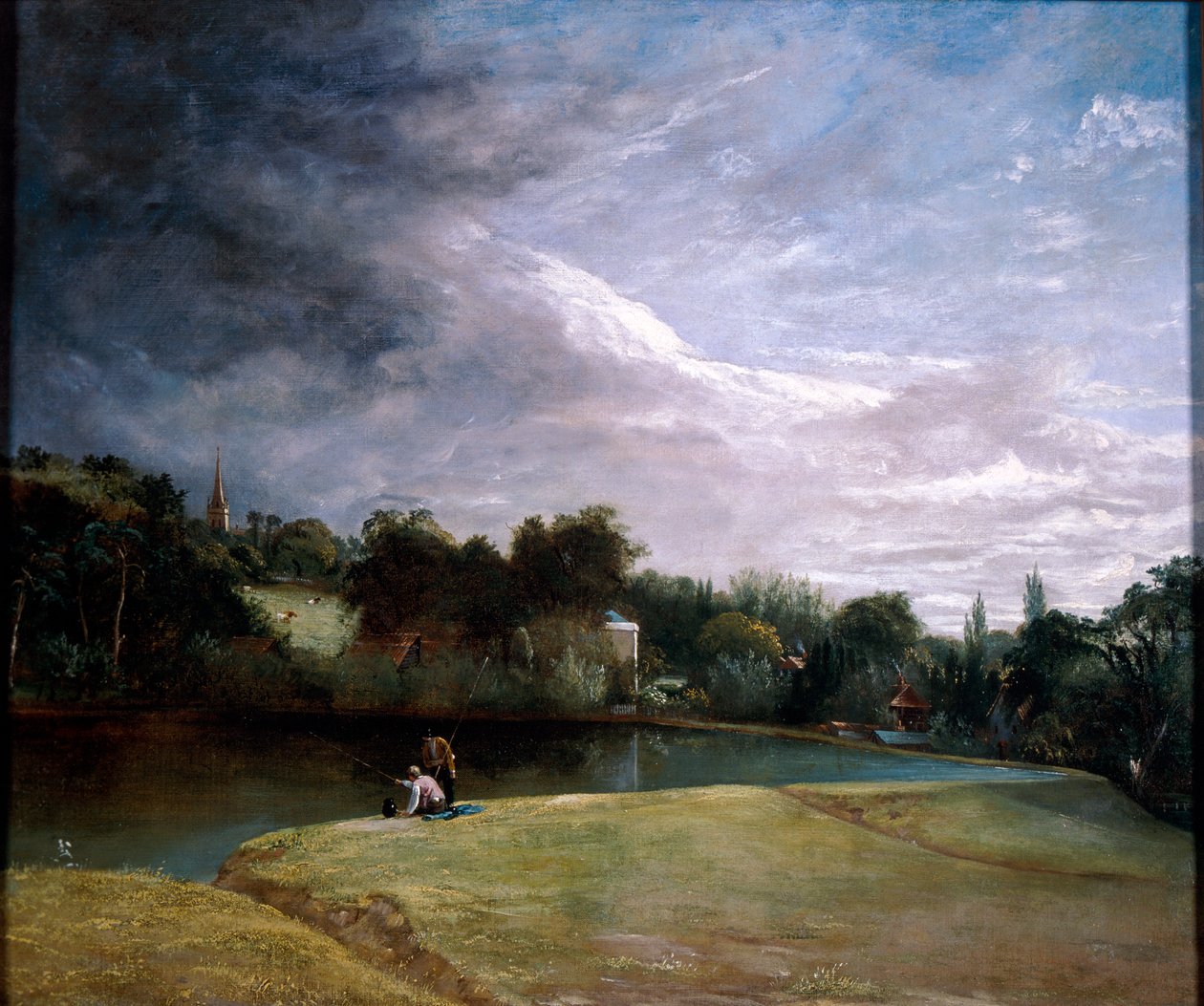 Fiúk horgásznak egy víztározóban Hampstead közelében. alkotó: Thomas Christopher Hofland