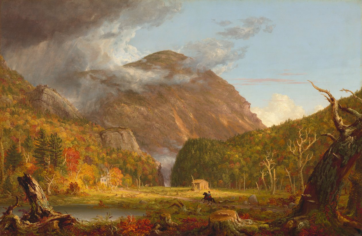 Kilátás a Fehér-hegység bevágásának nevezett hegyhágóról Crawford Notch, 1839. alkotó: Thomas Cole