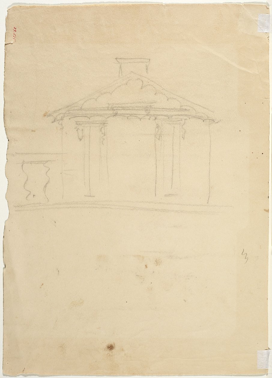 Szabadkézi rajz a Cedar Grove-i új stúdió magasságáról alkotó: Thomas Cole