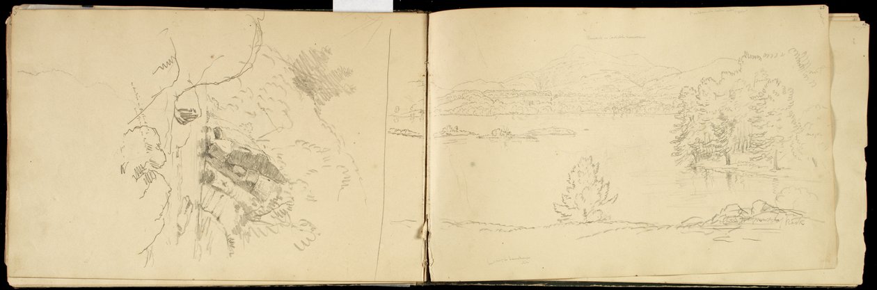 Hoosick vagy Saddle Mountain and Lake Pittsfield közelében, 1832 körül (grafitceruza törtfehér szőtt papíron) (lásd még: 3514873) alkotó: Thomas Cole