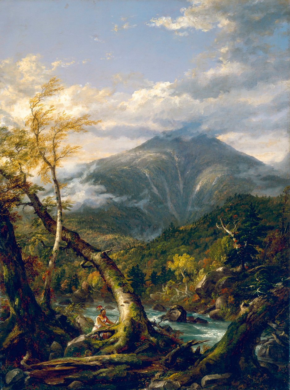 ""Indian Pass"" Torrent táj amerikai indiánokkal - Thomas Cole (1801-1848) festménye - 1847 - Olaj, vászon Mérete 101x75 cm Szépművészeti Múzeum, Houston alkotó: Thomas Cole