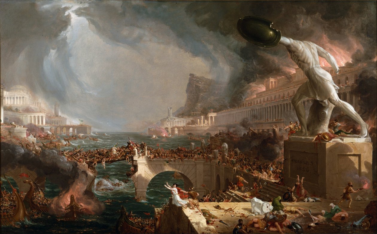 Sac de Rome (455) - Le Destin des empires - Pusztulás - Thomas Cole - 1836 - New York-i Történelmi Társaság - (Róma, Római Birodalom, Gaiseric, Genseric, Migrációs időszak, Barbár inváziók, Vandálok, Nyugat-Római Birodalom bukása, Bukás Róma, Róma zsákja alkotó: Thomas Cole