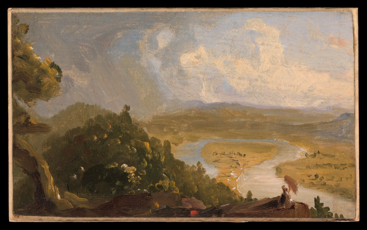 Vázlat a Kilátás a Mount Holyoke-ról, Northampton, Massachusetts, zivatar után (A folyókanyar) című képhez alkotó: Thomas Cole