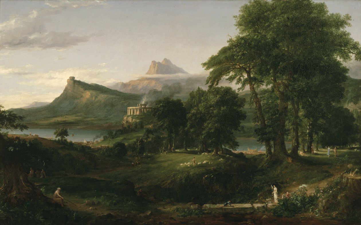 The Course of Empire: The Arcadian or Pastoral State, 1836 körül (olaj, vászon) alkotó: Thomas Cole