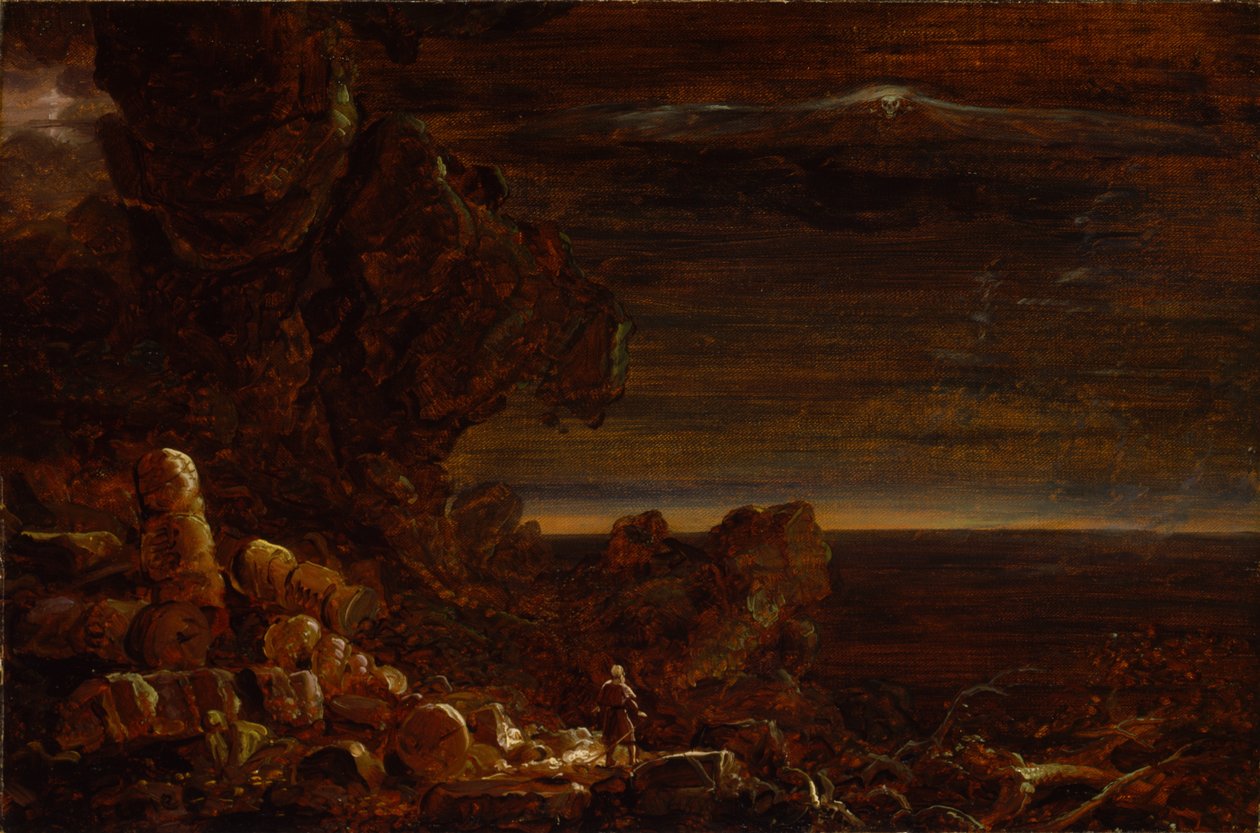 A világ zarándoka utazása végén tanulmány a Kereszt és a világ című sorozathoz, alkotó: Thomas Cole