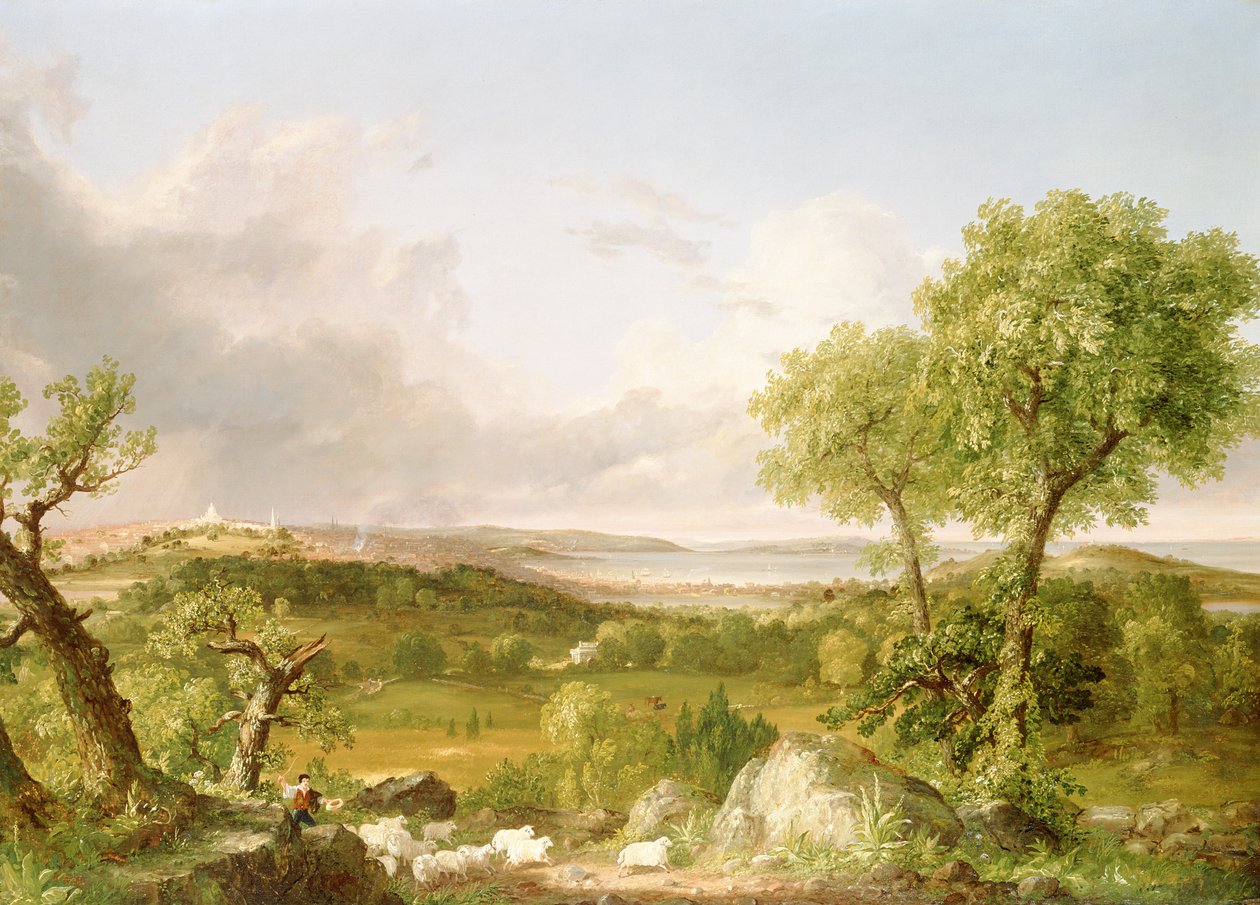 Boston kilátása (olaj, vászon) alkotó: Thomas Cole