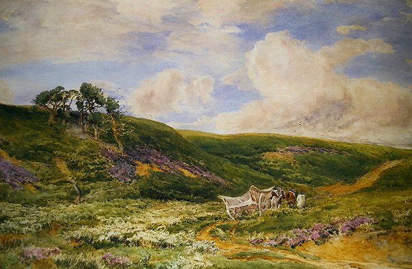 Tájkép szekérrel (akvarell, papír) alkotó: Thomas Collier