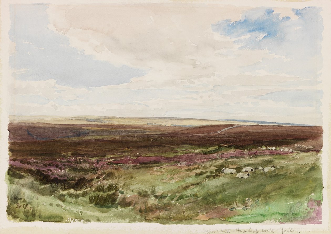 Moorland near Hart Leap Well, Yorkshire (akvarell, papír) alkotó: Thomas Collier