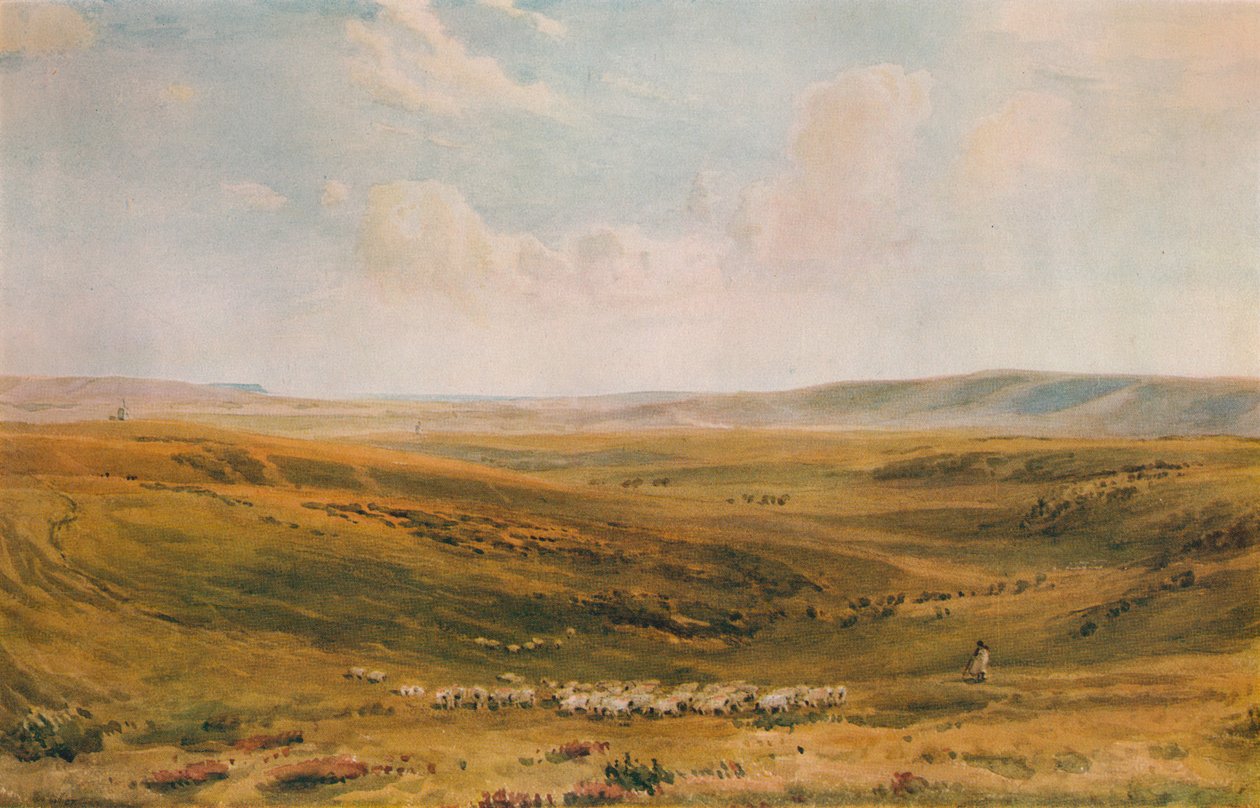 A Downs a Lewes Seaford Cliff közelében a távolban, 1887 alkotó: Thomas Collier