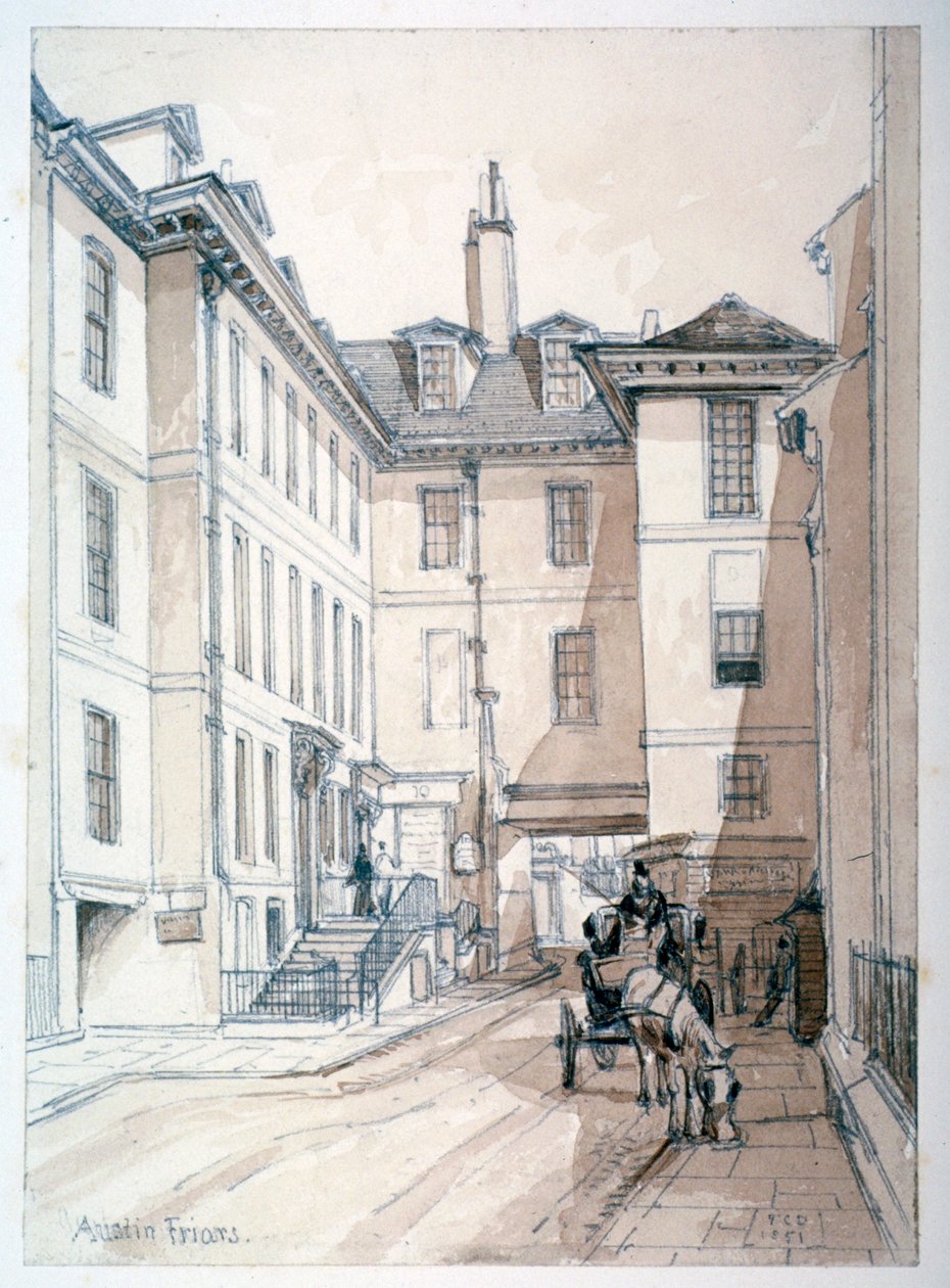 Austin Friars Street, London City, 1851. alkotó: Thomas Colman Dibdin