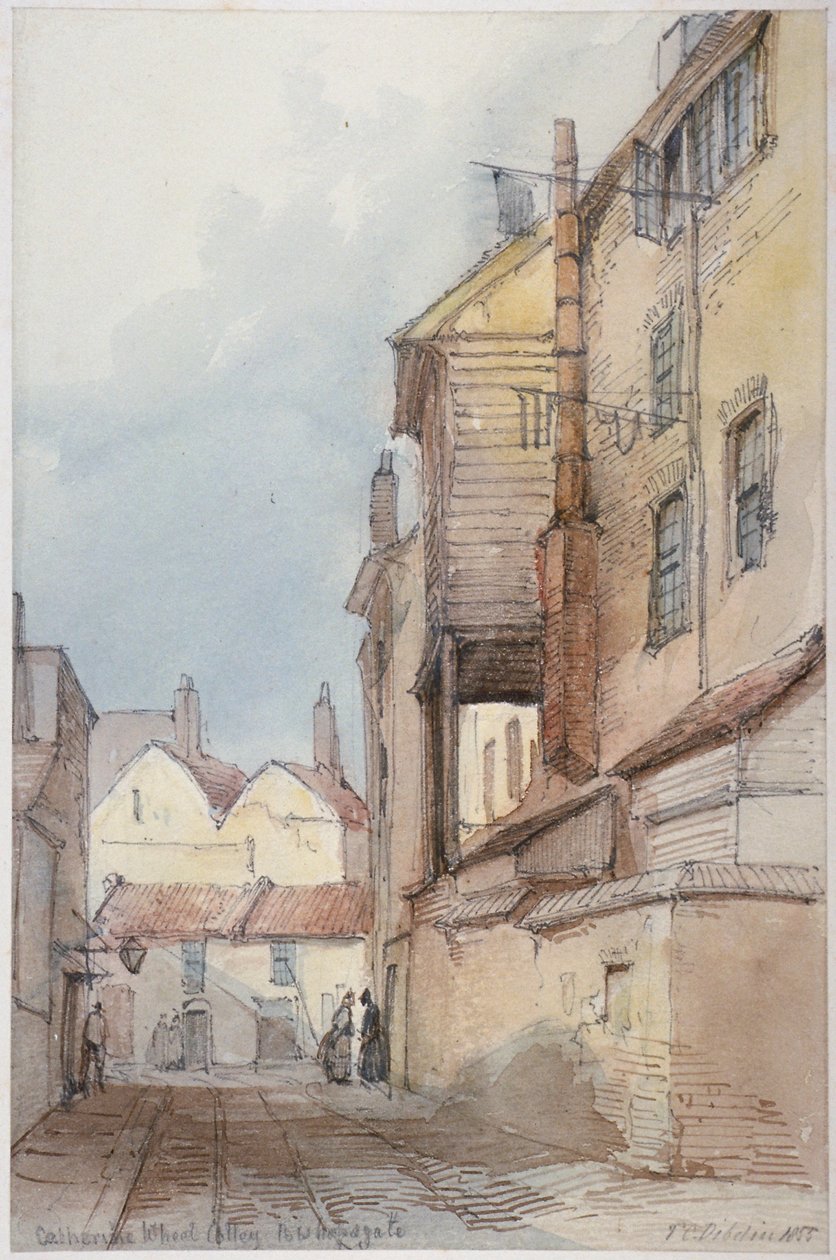 Catherine Wheel Alley, London City, 1855. alkotó: Thomas Colman Dibdin
