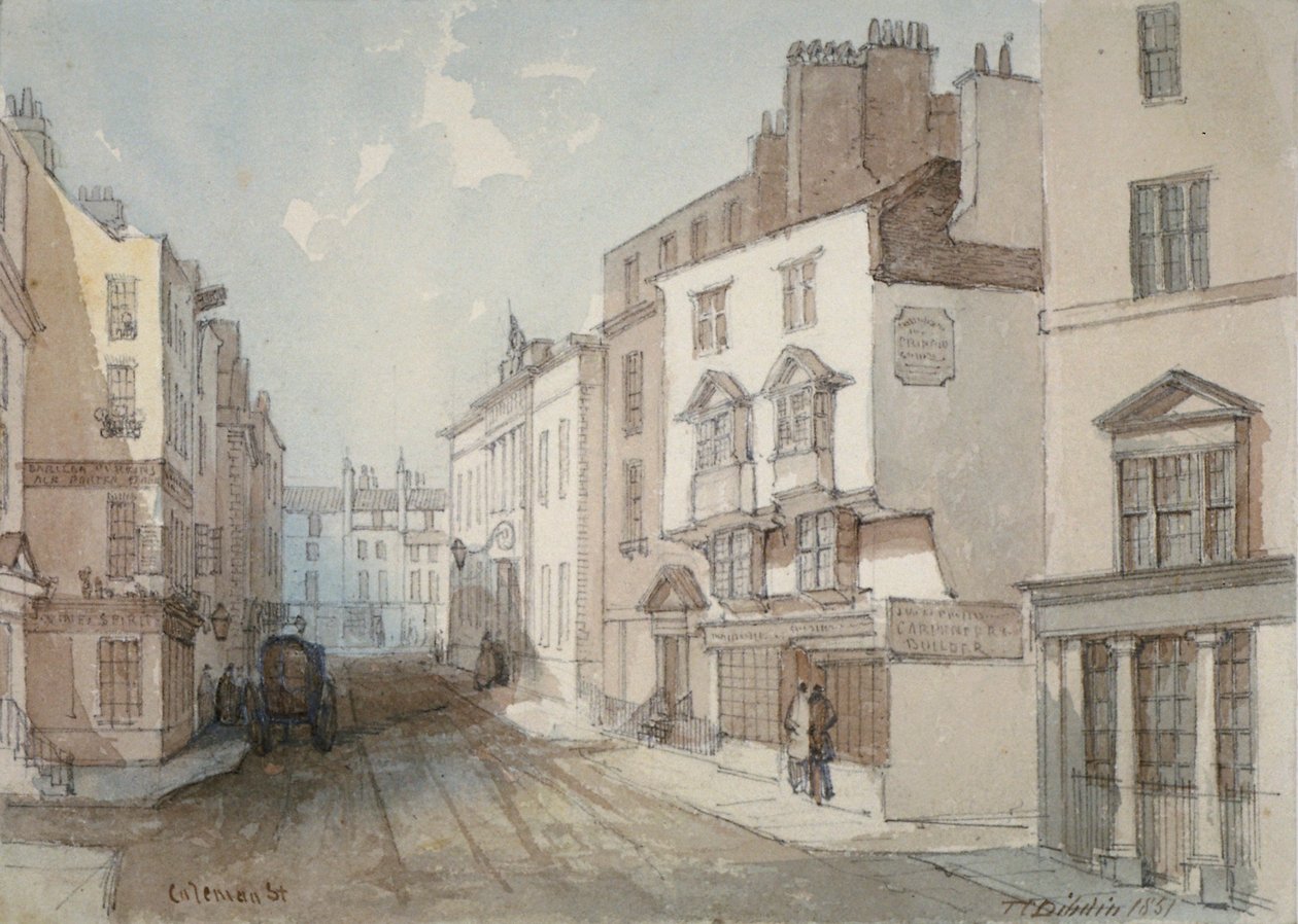 Coleman Street, London City, 1851. alkotó: Thomas Colman Dibdin