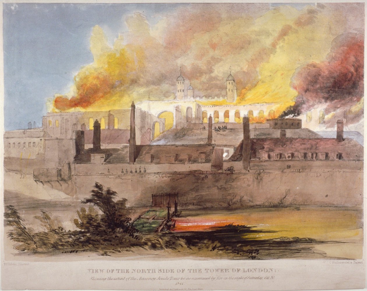 Tűz a londoni Tower fegyvertárában, 1841. október 30 alkotó: Thomas Colman Dibdin
