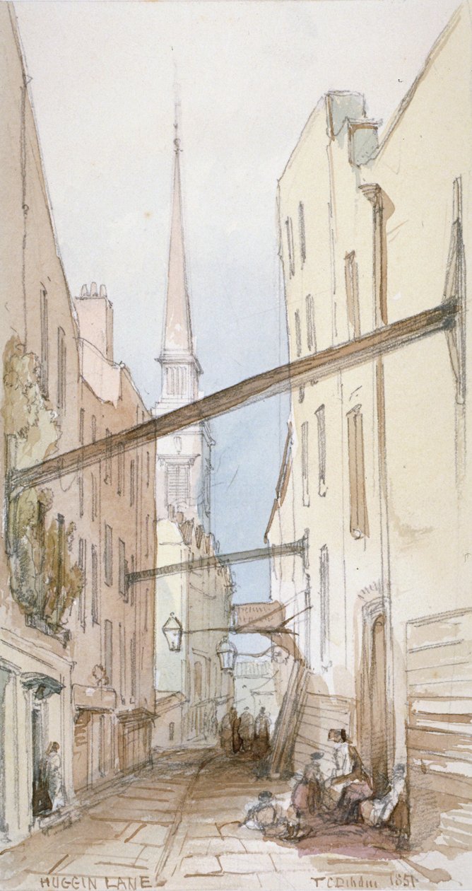 Huggin Lane, London City, 1851 alkotó: Thomas Colman Dibdin