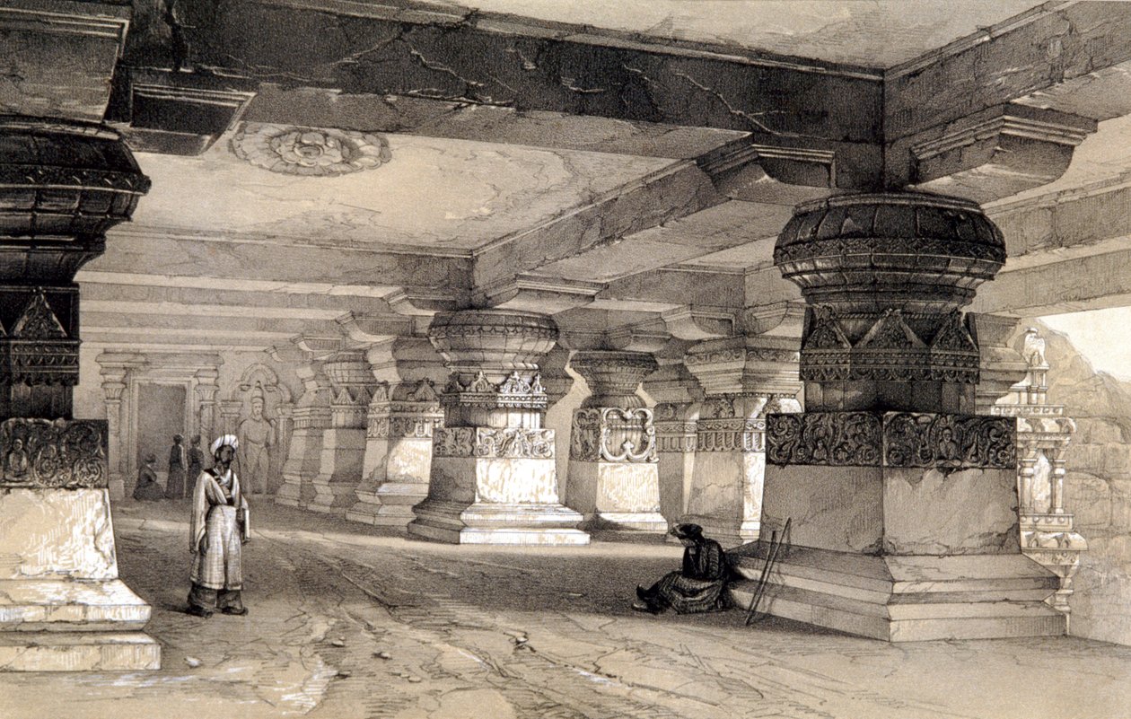 Lanka belseje, Ellora, India, 1845 alkotó: Thomas Colman Dibdin