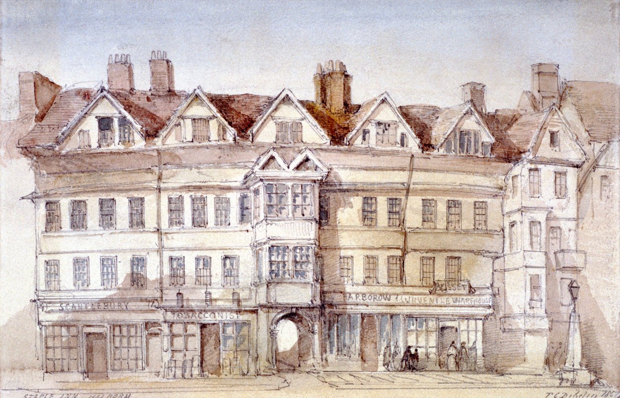 Staple Inn, Holborn, London, 1854 alkotó: Thomas Colman Dibdin