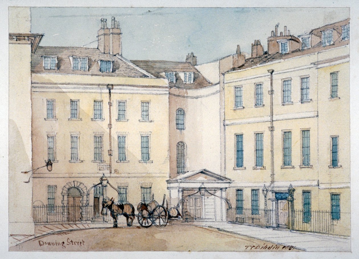 Kilátás a Downing Streetre, Westminster, London, 1851 alkotó: Thomas Colman Dibdin