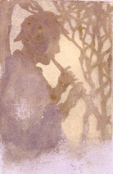 Woodlander, avagy csővezeték a soha nem földre (akvarell) alkotó: Thomas Cooper Gotch