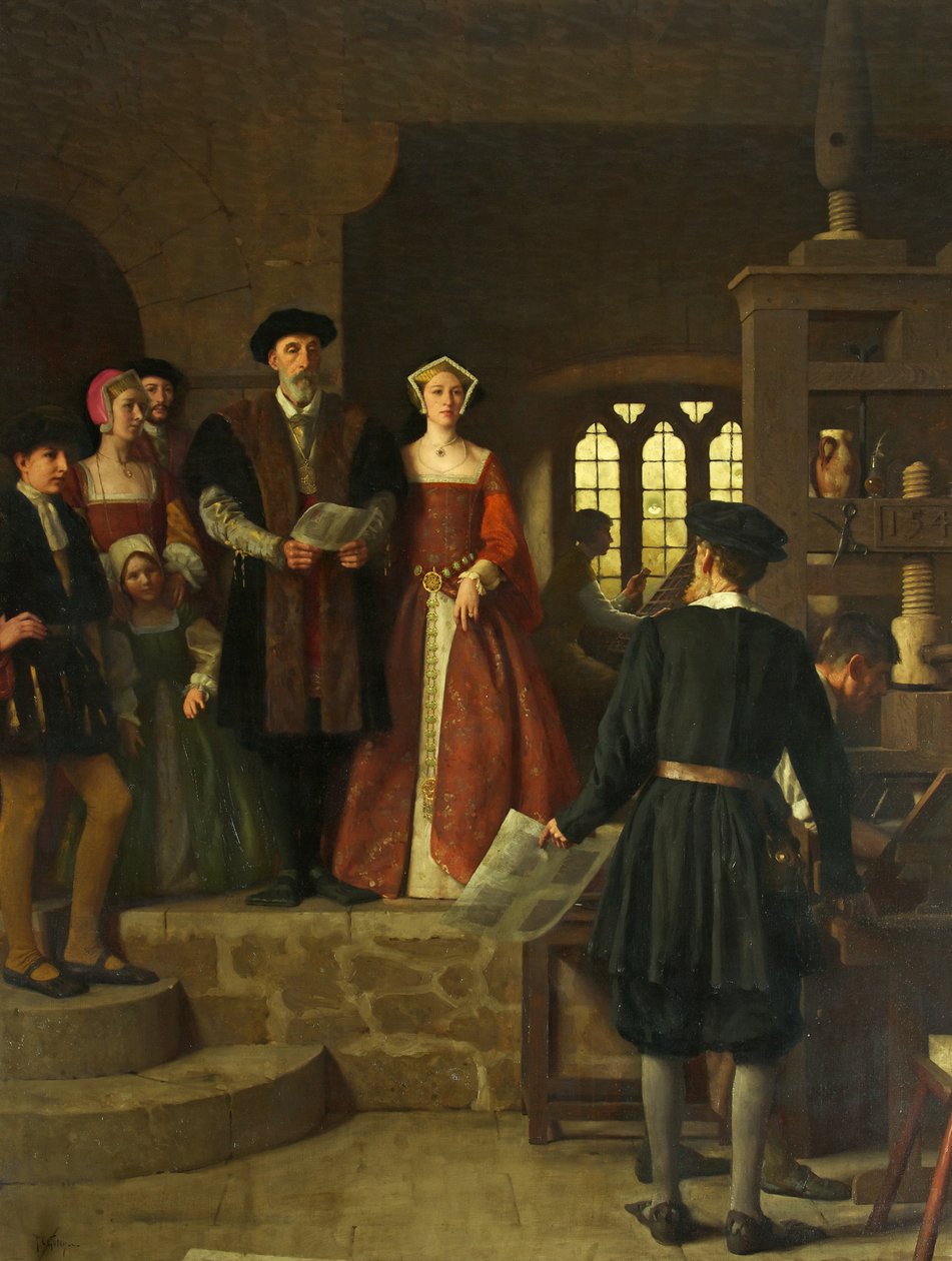 Az első nyomda felállítása Bristolban alkotó: Thomas Cooper Gotch