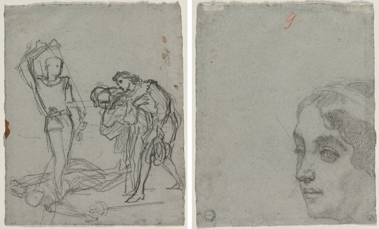 Párbaj az Álarcosbál után (recto); Egy nő feje (fordítva) alkotó: Thomas Couture