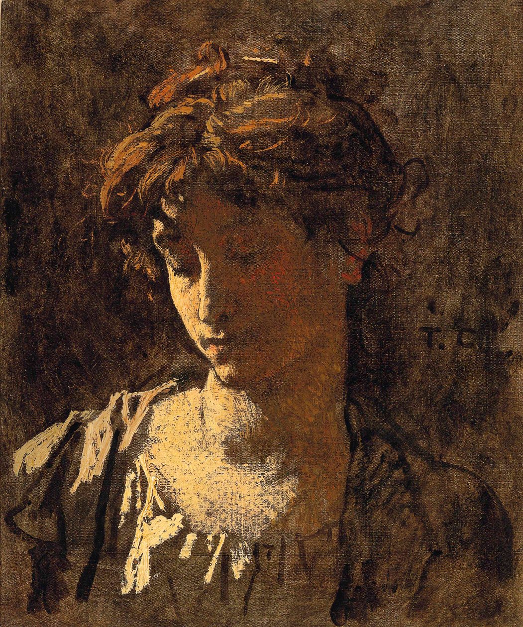 Női portré (olaj, vászon) alkotó: Thomas Couture