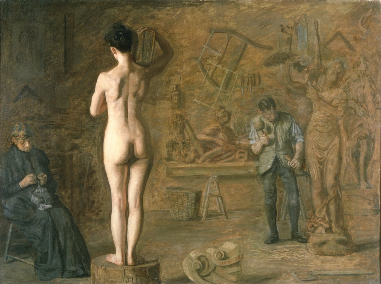 William Rush (1756-1833) a Schuylkill folyó allegorikus alakját faragja alkotó: Thomas Cowperthwait Eakins