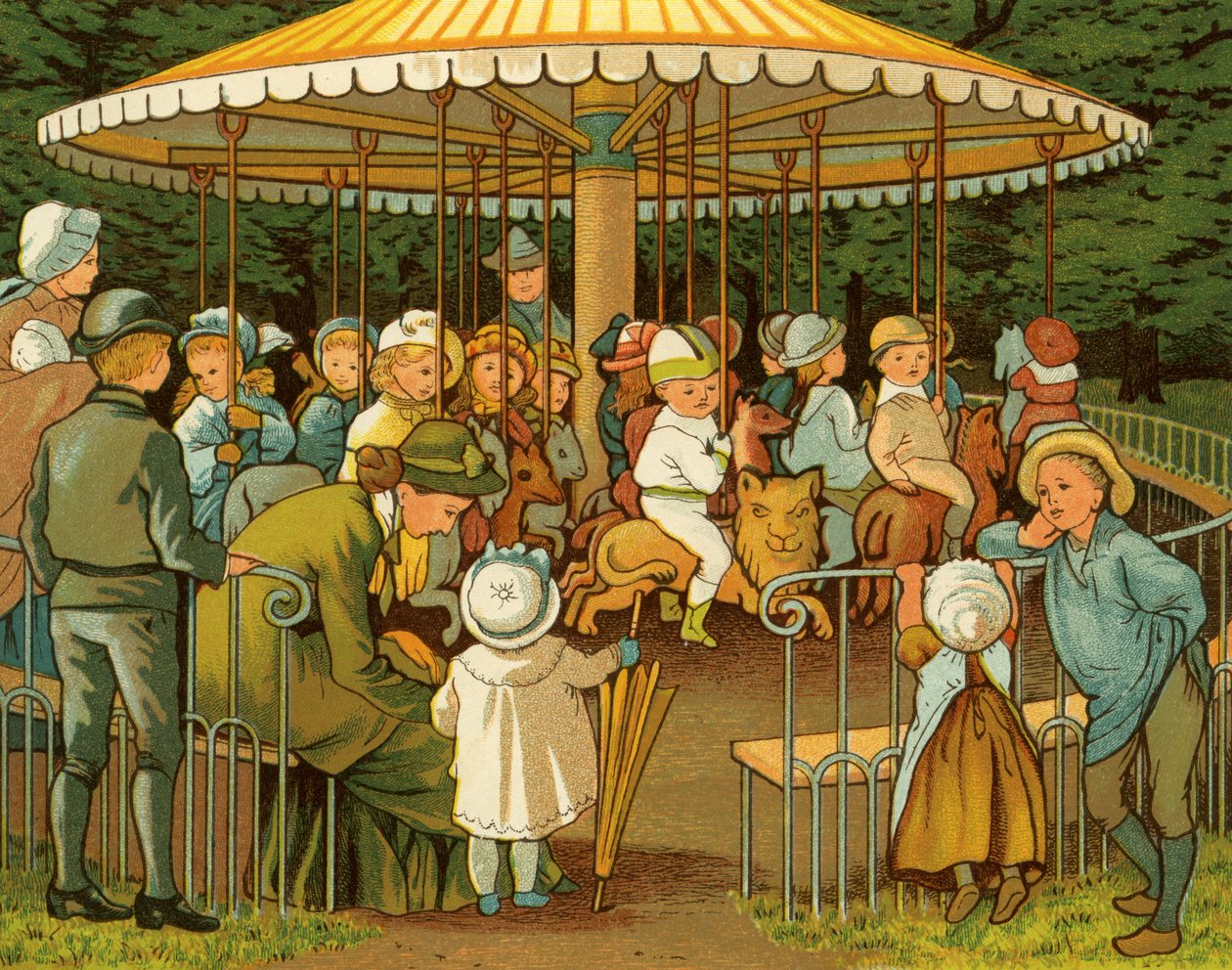 Merry go round vagy körhinta Párizsban, a Champs Elysees-n alkotó: Thomas Crane
