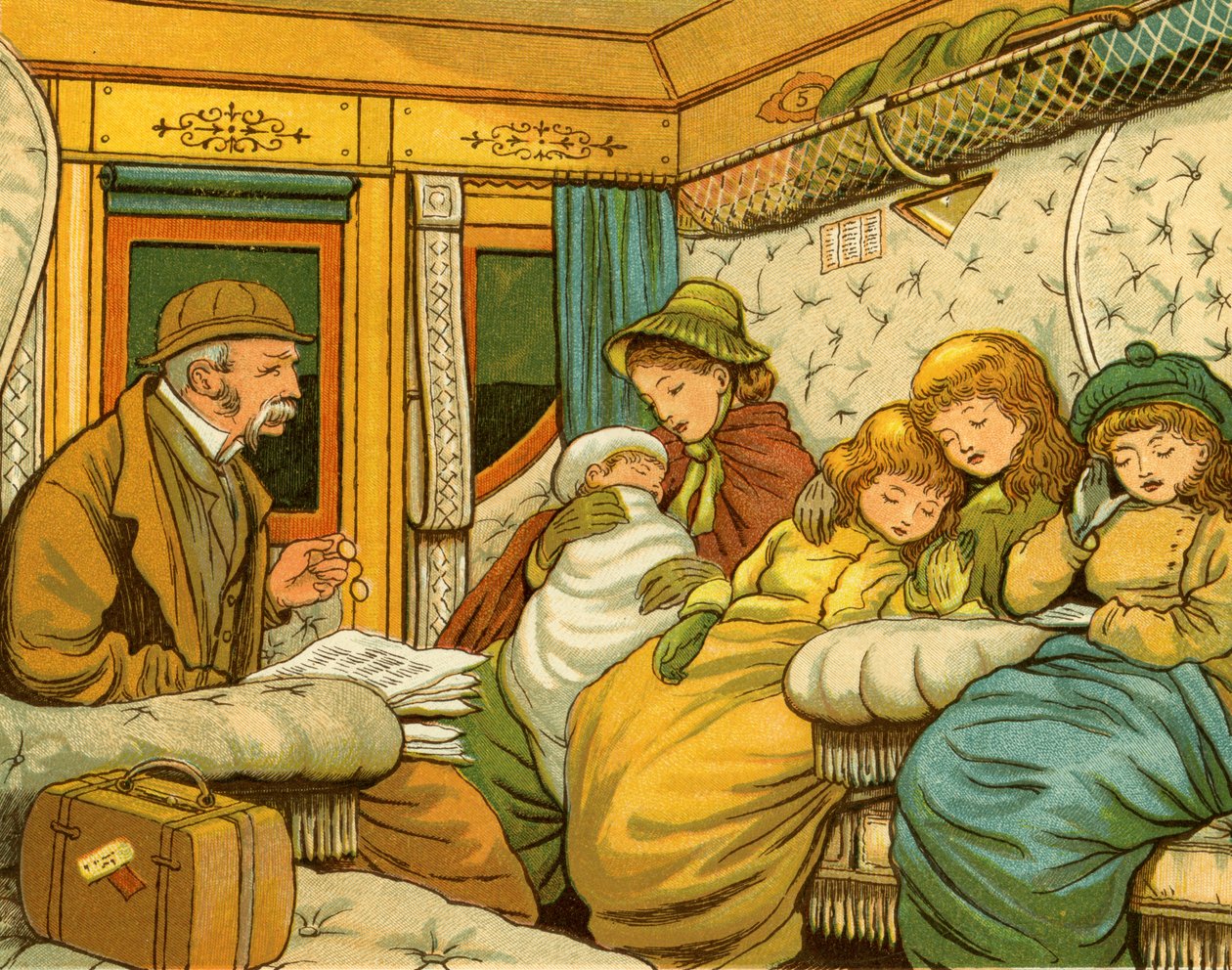 Vonatozás az 1880-as években Párizsból Calais-ba éjszaka. alkotó: Thomas Crane