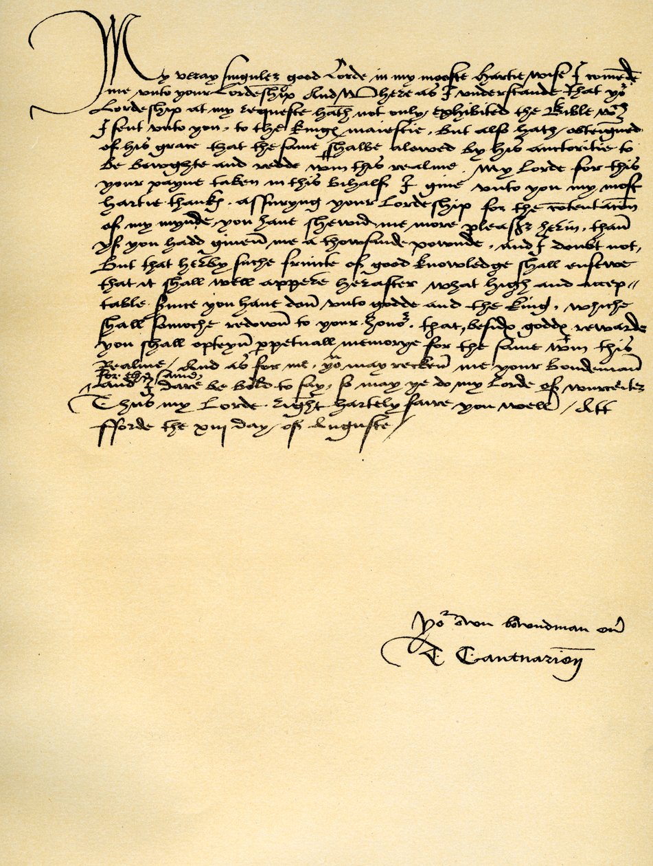Thomas Cranmer levele Thomas Cromwellnek, Ford, 1537. augusztus 13 alkotó: Thomas Cranmer