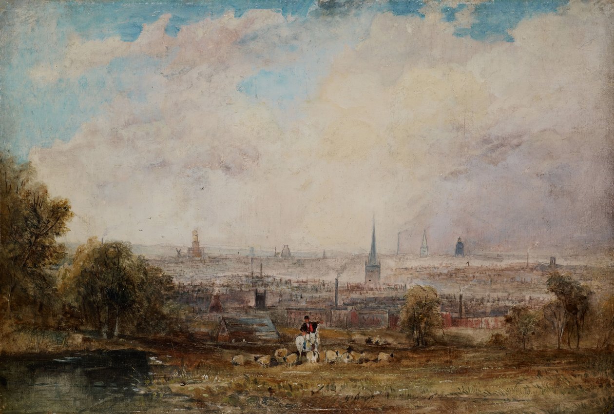 Birmingham távoli képe, 1825-1830. alkotó: Thomas Creswick