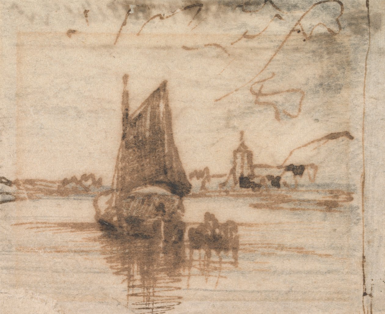 Egy vitorlás Becalmed alkotó: Thomas Creswick