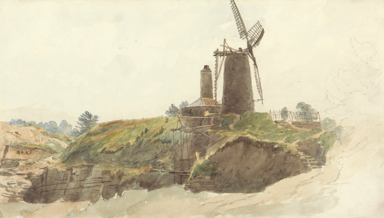Táj szélmalommal alkotó: Thomas Creswick