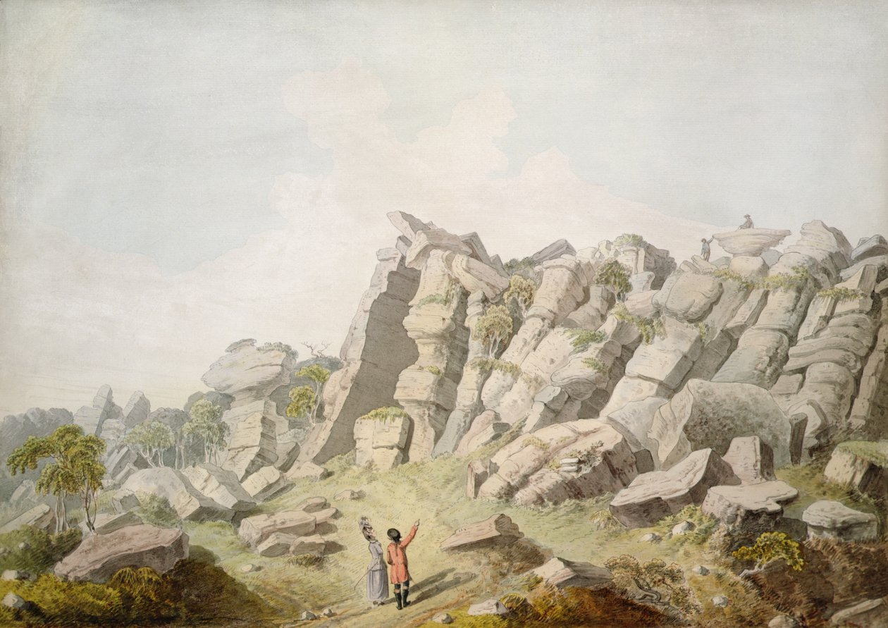 A Brimham Crags figurái (akvarell papíron) alkotó: Thomas Daniell