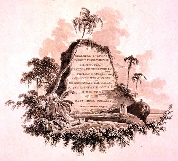 Frontispiece a „Keleti díszlet: Huszonnégy nézet Hindoostanban” című filmből alkotó: Thomas Daniell