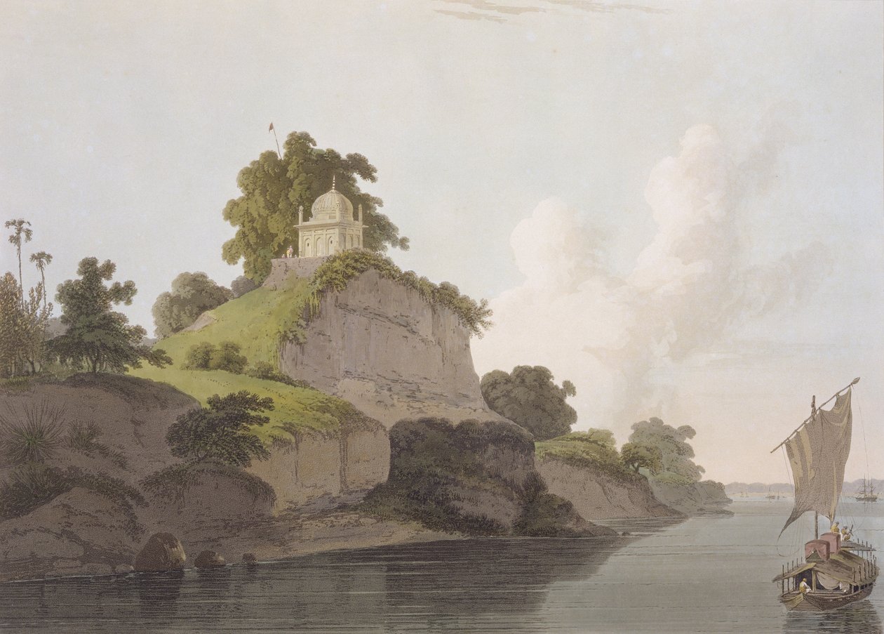 Hindoo Temple Currah közelében, a Gangesz folyón, a „Keleti táj: Huszonnégy nézet Hindoostanban” című filmből, 1796 alkotó: Thomas Daniell