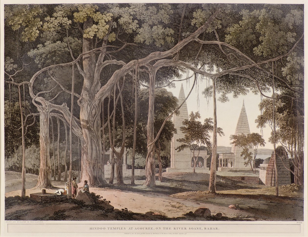 Hindoo templomok Agouree-ban a Soane folyón alkotó: Thomas Daniell
