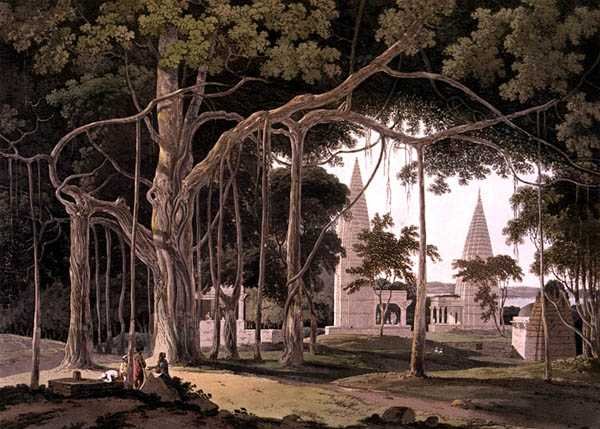 Hindoo templomok Agouree-ban, a Soane folyón, Bahar államban, a „Keleti tájkép: Huszonnégy nézet Hindoostanban” című filmből alkotó: Thomas Daniell