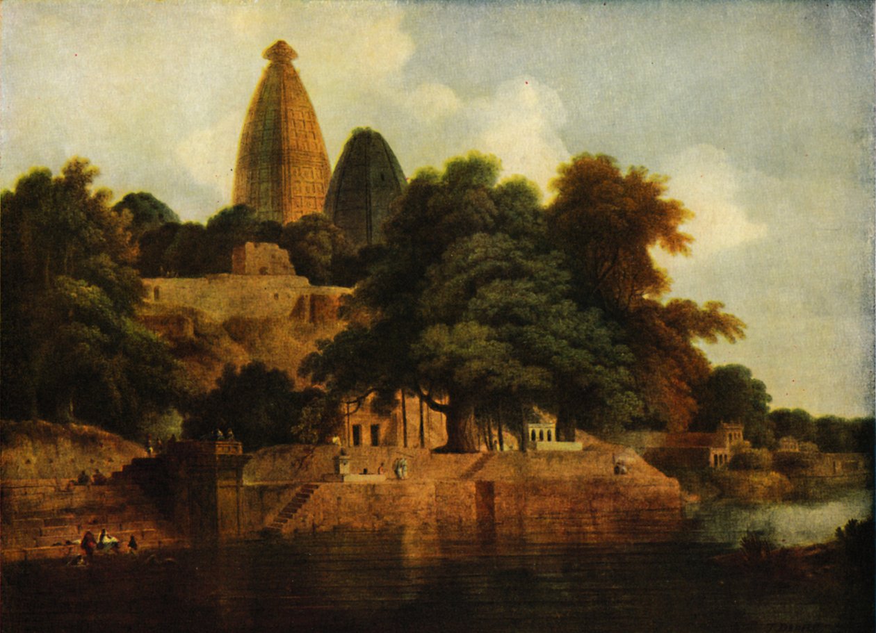 Hindu templom Bindrabundban a Jumnán, 1797, 1922. alkotó: Thomas Daniell
