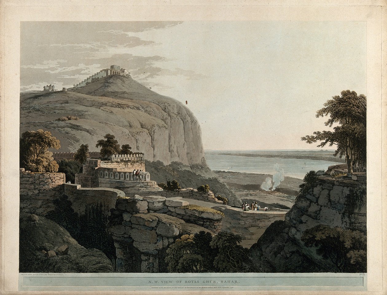 A Rotas Ghur, Bahar északnyugati nézete alkotó: Thomas Daniell