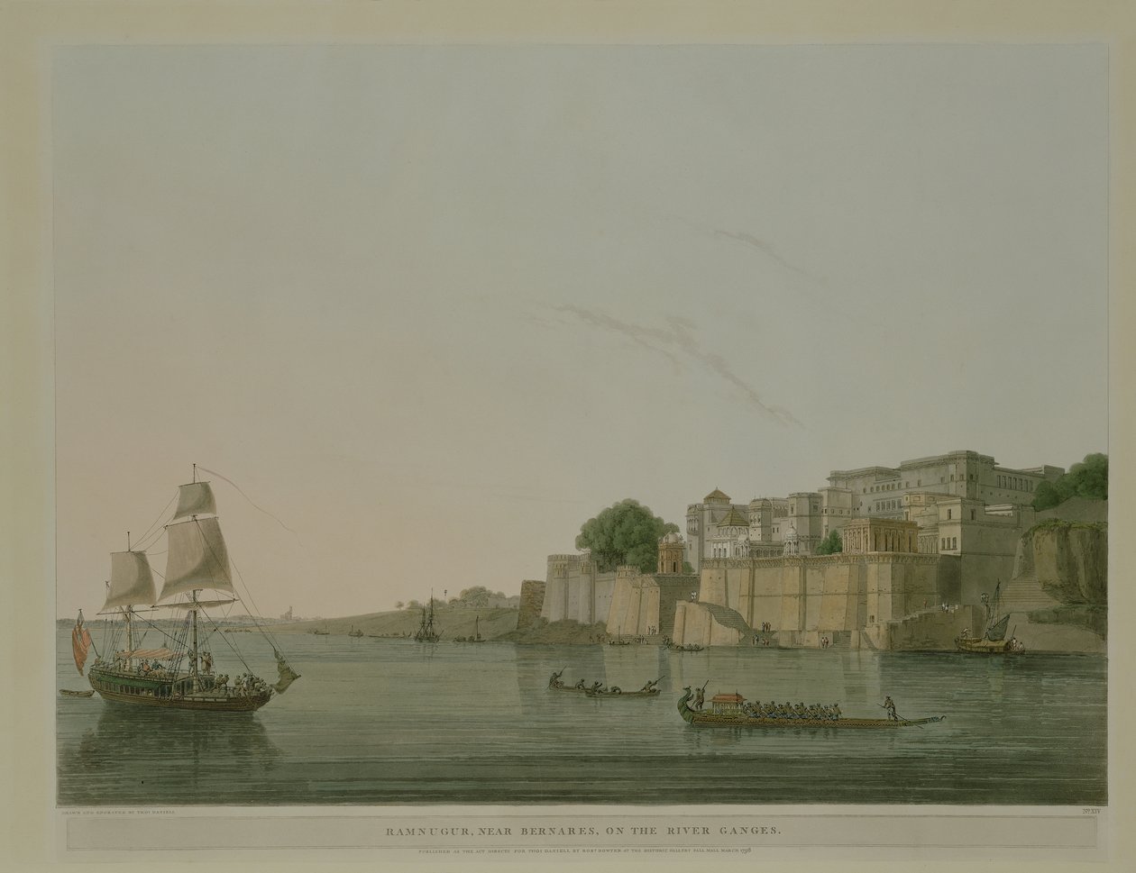 Ramnurgur, Benares közelében, a Gangesz folyón, 1796 alkotó: Thomas Daniell