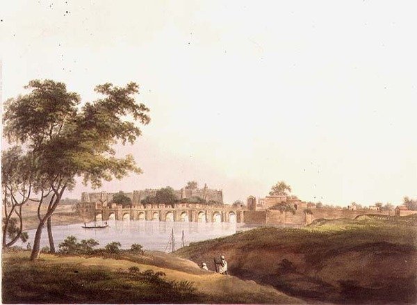 A bengáli Juonpore-i híd, vésette H. Merke (fl.1800-20) pub. készítette: Edward Orme (1774-1820 körül) 1804 (litho) alkotó: Thomas Daniell