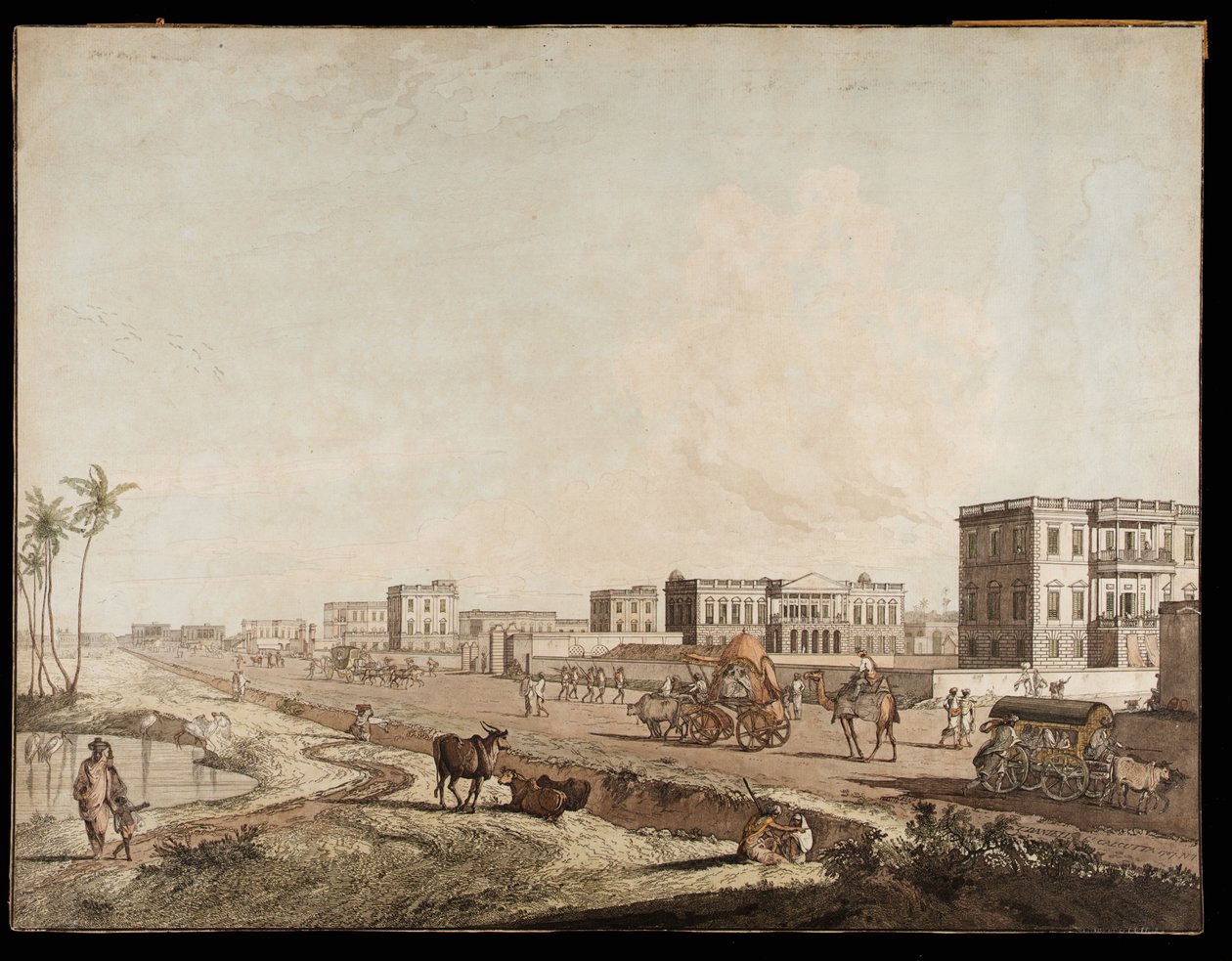 Az új épületek Chouringhee-ben a kalkuttai kilátásból, 1787 alkotó: Thomas Daniell