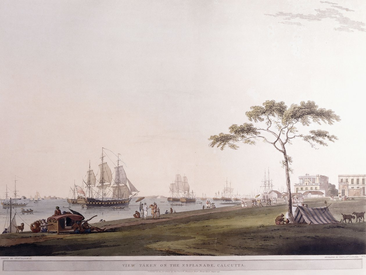 Kilátás az Esplanaderól, Kalkutta, 1797 alkotó: Thomas Daniell