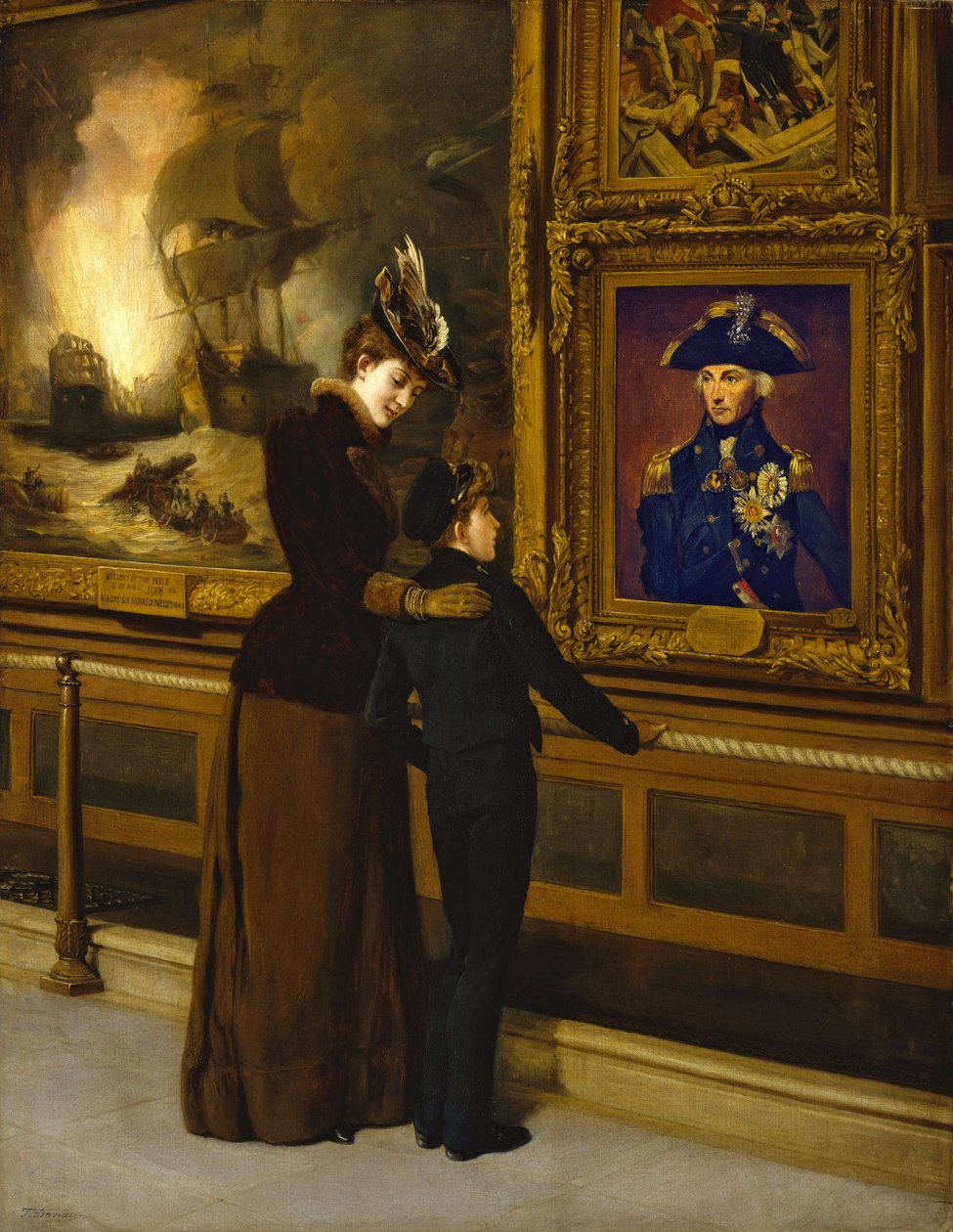 Brit büszkeség és dicsőség, a Királyi Haditengerészet kadétja szemléli Horatio Nelson (1748-1805) híres portréját, melyet Lemuel Abbott festett. alkotó: Thomas Davidson