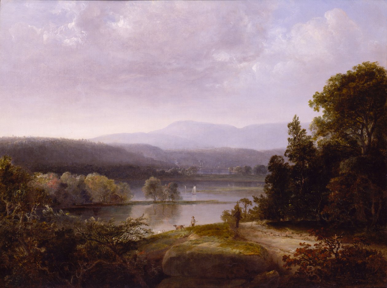 River View vadászokkal és kutyákkal, kb. 1850. alkotó: Thomas Doughty
